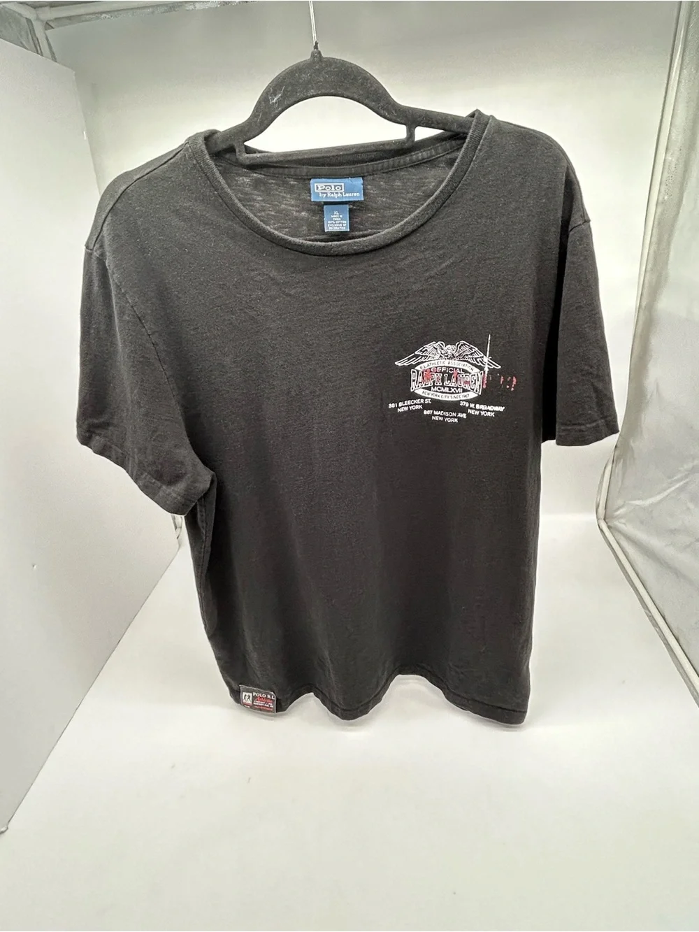 Ralph Lauren Vintage Black Short Sleeve Graphic Crewneck Sport Tee Size XL